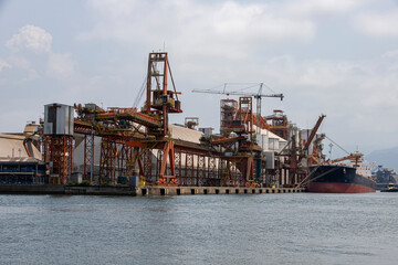 Ship at the port of Santos, Sao Paulo state, Brazil.