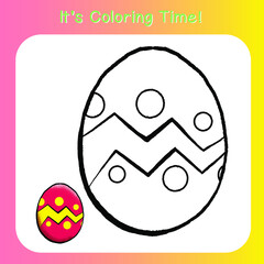 Colouring Easter eggs worksheet page. Coloring worksheet for preschool. Black and white image for coloring. Vector illustration.