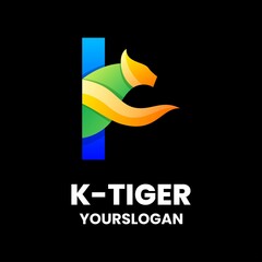 letter k tiger colorful logo design