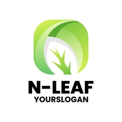 Obraz premium letter n leaf colorful logo design