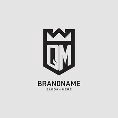 Initial QM logo shield shape, creative esport logo design