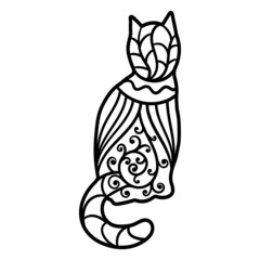Abstract cat, zenart, coloring page