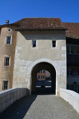 Fototapeta na wymiar Saint-Ursanne, Porte Saint-Pierre und Pont St-Jean