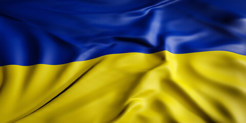 Waving flag concept. National flag of the Republic of Ukraine. Waving background. 3D rendering.