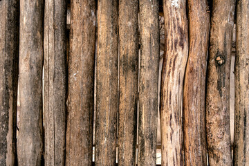 Vertically wooden logs wall texture background