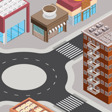 buildings and road isometric