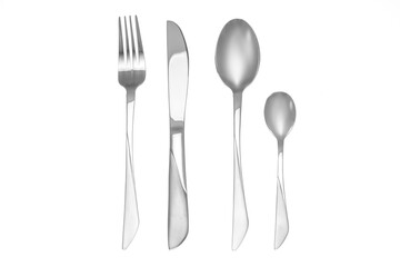 dining cutlery set on white background 
