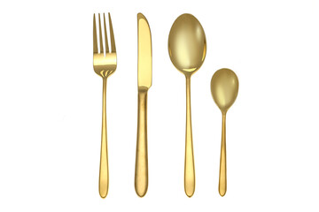 dining cutlery set on white background 