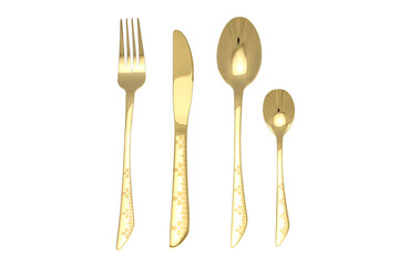 dining cutlery set on white background 