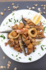 variety of fried seafood
