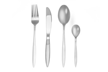 dining cutlery set on white background 