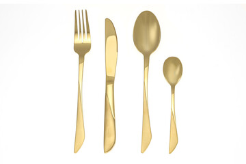 dining cutlery set on white background 