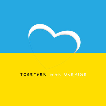 Together with Ukraine. A simple illustration in the form of icons, symbols showing solidarity with Ukraine and asking for help. No war