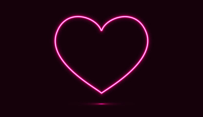 Heart with neon purple color isolated on dark background. Vector illustrationn