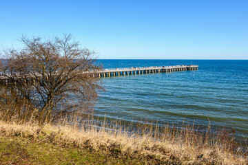 Pier in Gdynia Orlowo on the Baltic Sea. Poland