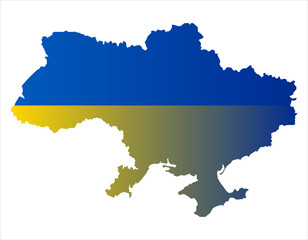 Ukraine map silhouette with gradient national flag. Ukrainian country color filled vector illustration