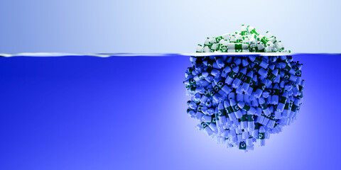 Plastic bottles are a threat to the environment; they can greatly harm the ecosystems. Original 3d rendering