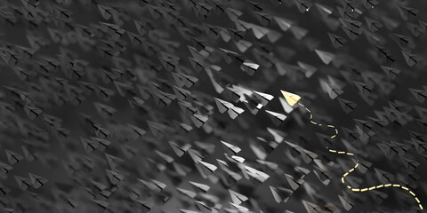 Winner plane, leader among all; leadership and role model concepts, original 3d rendering background