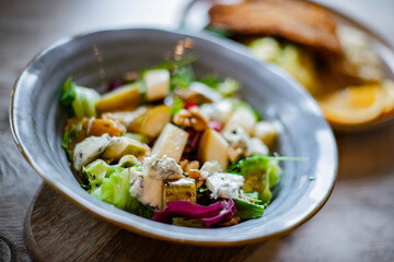 A plate of vegetable salad