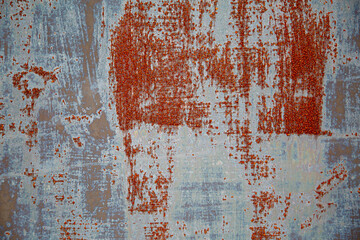 old, rusty background with peeling blue paint