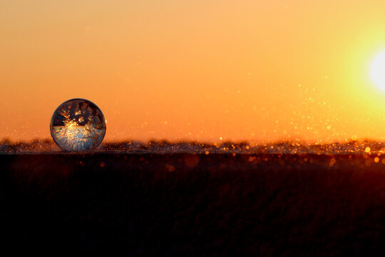 Lese Ball at Sunset With Blowing Snow
