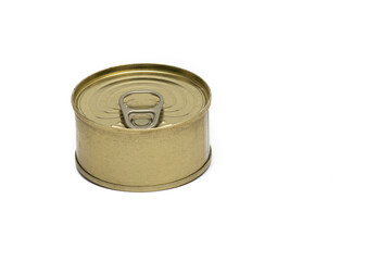 Canned food isolated on white background with clipping path. Food preservation concept.