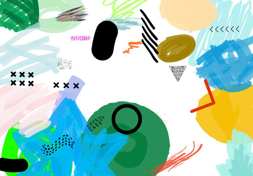 Set of Artistic Hand Drawn Scribbles with Marker and Ink