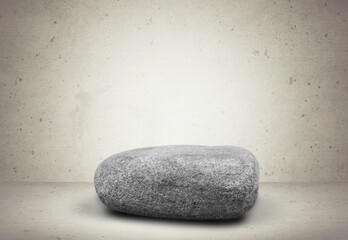 Monochrome template for mockup, banner. Stone pedestal for natural design concept.