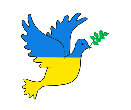 Vecteur Stock Frieden für Ukraine Fahne Schild mit Friedenstaube, Vektor  Illustration