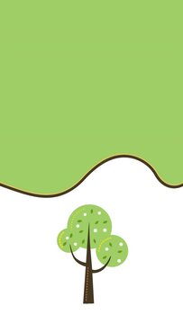 Vertical video of cartoon tree on white background.