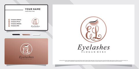 Fototapeta na wymiar Eyelashes extension logo for beauty lash salon with creative element and business card design Premium Vector