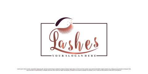 Luxury beauty lashes logo deisgn template with creative concept Premium Vector