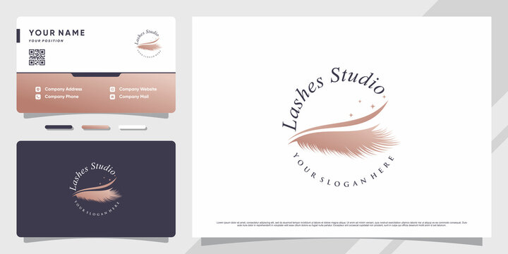 Beauty lashes logo with creative modern concept and business card design Premium Vector