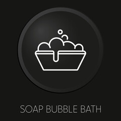 Soap bubble bath minimal vector line icon on 3D button isolated on black background. Premium Vector.
