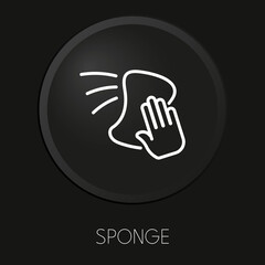 Sponge minimal vector line icon on 3D button isolated on black background. Premium Vector.