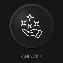 Sanitation minimal vector line icon on 3D button isolated on black background. Premium Vector.