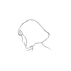Hand drawn portrait of a young woman. With artistic brush strokes. Female silhouette. Vector illustration.
