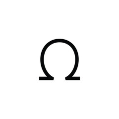 Omega symbol vector. Omega physics symbol isolated