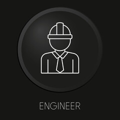 Engineer minimal vector line icon on 3D button isolated on black background. Premium Vector.