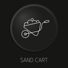 Fototapeta na wymiar Sand cart minimal vector line icon on 3D button isolated on black background. Premium Vector.