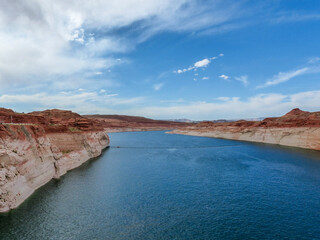 Fototapeta na wymiar Lake Powell viewed from Glen Canyon Dam - Page - Arizona - USA