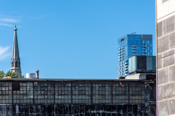 Montreal background with old and new buildings