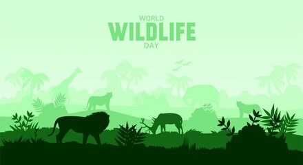 World Wildlife Day vector illustration. Suitable for Poster, Banners, background, campaign and greeting. 