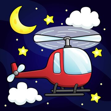Helicopter Cartoon Colored Vehicle Illustration