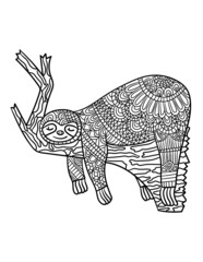Sleeping Sloth On A Branch Mandala Coloring Pages