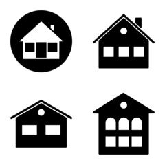 Houses Flat Icon Set Isolated On White Background