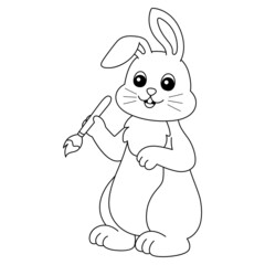Rabbit Painting Isolated Coloring Page for Kids