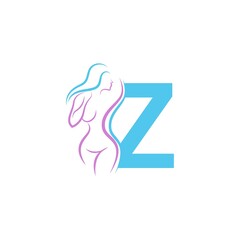 Sexy woman icon in front of letter Z  illustration template