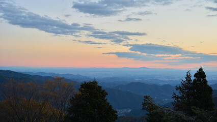 武蔵御岳山からの眺望、関東平野と筑波山