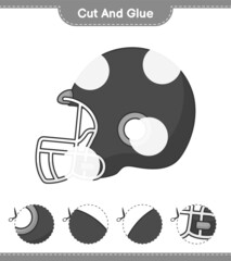 Cut and glue, cut parts of Football Helmet and glue them. Educational children game, printable worksheet, vector illustration